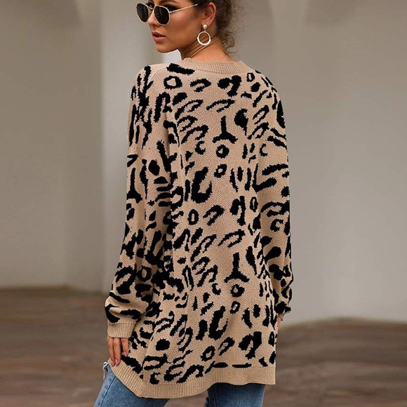 Leopard print Oversized Sweater | Sweater Dress - Picture 4 of 5